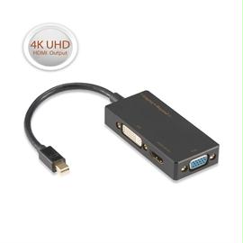 SIIG Accessory LB-CD0014-S1 Mini DisplayPort to 4K HDMI-DVI-VGA 3-in-1 Adapter Brown Box