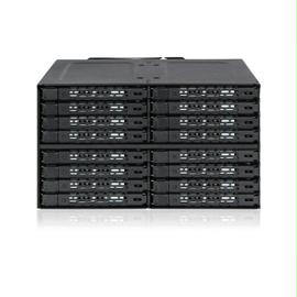 ICY Removable Drive MB516SP-B 16Bay 2.5 SAS-SATA SSD-HDD Backplane Cage for 2x External 5.25 Bay Retail