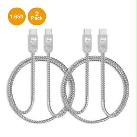 SIIG Cable CB-US0P11-S1 1.65ft Zinc Alloy USB-C to USB-C Charging Sync Braided cable Brown Box