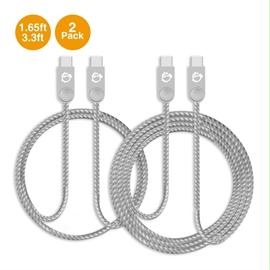 SIIG Cable CB-US0Q11-S1 1.65-3.3 feet Zinc Alloy USB-C to USB-C Charging Sync Braided Brown Box