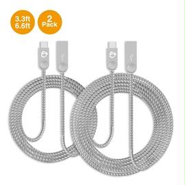 SIIG Cable CB-US0R11-S1 3.3 and 6.6ft Zinc Alloy USB-C to Type-A Charging  and Sync Braided Cable Bundle Brown Box