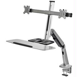 SIIG Accessory CE-MT2G12-S1 Standing Desk Converter with Keyboard and Counterbalance Monitor Arm Retail