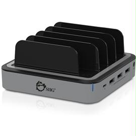 SIIG Accessory AC-PW1E12-S1 48W 4-Port USB with Type-C PD Laptop Charging Station Brown Box